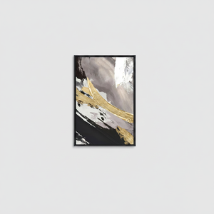 Gray and Gold Marble Print: Modern Abstract Canvas Artwork,<b>BLACK</b> <b>FRAMED</b> CANVAS - Product Image 2