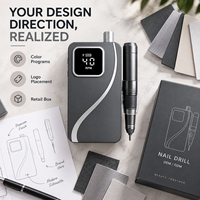 Perceuse à ongles portable avec logo personnalisé, étanche, 45000 tr/min, 85W, moteur à balais, pour salon d'acrylique