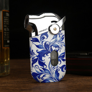 Accendino in Metallo Creativo Antivento a Fiamma Blu, Trasparente Ricaricabile a Butano per Regali Aziendali, Logo Personalizzato, Vendita all'Ingrosso - Product Image 1