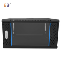 Armoire réseau murale 9U 19 pouces avec porte vitrée ventilée, rack de serveur ventilé et verrouillable pour équipement informatique en acier SPCC