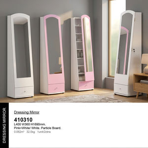 Solid Modular Convertible Modern Eco-Friendly Dressing Table Mirror <b>Shelves</b> Glass Particle Board Drawer Storage JPS 410310 - Product Image 3