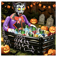 Glacière gonflable en forme de cercueil de vampire pour Halloween, seau à boissons gonflable, servant de présentoir de buffet alimentaire pour les fournitures de fête d'Halloween et la décoration extérieure