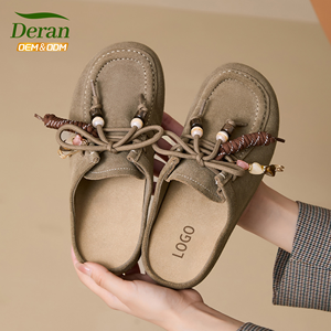 Deran OEM <span class=keywords><strong>Mules</strong></span> à bout fermé en <span class=keywords><strong>cuir</strong></span> à brides, Nouveauté Printemps Automne, Chaussures décontractées à enfiler pour <span class=keywords><strong>femme</strong></span>, Confortables et polyvalentes pour l'extérieur - Product Image 3