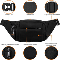 Tas Selempang Pria Anti Air Bahan Kanvas Nylon untuk Perjalanan Outdoor, Tas Pinggang, Tas Dada, Tas Selempang Hitam untuk Pria