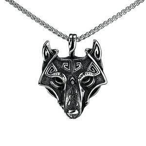 Collar con Colgante Vikingo de Acero Inoxidable al por Mayor con Diseño Original de Cabeza de Lobo Nórdico, Joyería Animal Chapada en Oro de 18K - Product Image 4