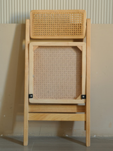 Chaise en rotin pliable en bois de couleur naturelle, style nordique, pour mariage, événement, hôtel, chaise pliante en bois - Product Image 6