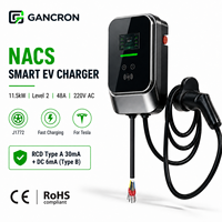 Chargeur EV GANCRON NACS 11,5 kW Niveau 2 J1772 48 Ampères 220 V CA Station de charge rapide pour véhicule électrique Tesla