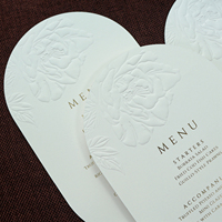 Tarjetas de menú de logotipo de lámina dorada con diseño floral en relieve de lujo personalizado, tarjeta de programa, papel de estampado en caliente, menús de boda