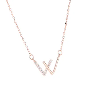 Fine jewelry women 925 sterling silver initial letter W pendant necklace jewelry wholesale china