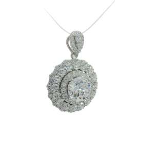 18K Gold 1.5 Carat Lab Grown <b>Diamond</b> Classic Round <b>Pendant</b> with Empty Center & Halo Setting for Gift or <b>Charm</b> <b>Pendants</b> - Product Image 5