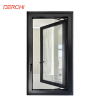 DERCHI American NFRC Certified Aluminio Tilt Turn Window Prueba de sonido Aislamiento térmico Arco panorámico Ventanas fijas francesas