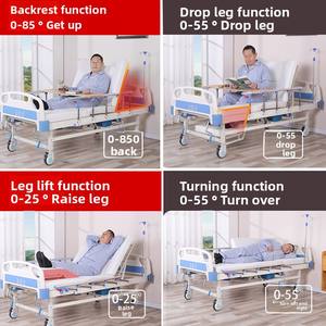 घर के उपयोग के लिए बैक लेग ऊंचाई एकल/डबल नर्सिंग बेड के साथ अस्पताल शैली की होम केयर मैनुअल मेडिकल बिस्तर - Product Image 2