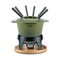 Élégante marmite à fondue en fonte émaillée rouge, ensemble de cuisson pour fromage et chocolat à double poignée, ustensile de cuisine domestique pratique
