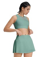Ensemble débardeur de tennis uni décontracté pour femme, sans manches, longueur genou, sensation seconde peau, pour Pilates, entraînement, sports de plein air, fitness, anti-transpiration, respirant