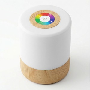 Lampe de nuit LED à grain de bois, lumière ambiante ronde avec télécommande, pour chambre à coucher, salon, bureau, alimentée par USB, batterie interne - Product Image 4