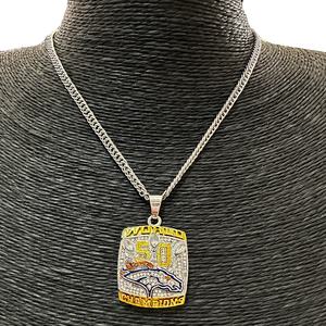 Venta al por mayor Denver <span class=keywords><strong>Mustang</strong></span> campeón colgante collar conjunto de 3 piezas de alta calidad estilo Hip Hop cadena de eslabones para los aficionados al deporte colección - Product Image 3