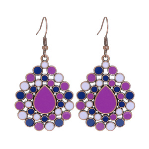 Boucles d'oreilles pendantes Bohemia en alliage plaqué bronze antique, forme goutte d'eau, ensemble de bijoux de fête pour femmes - Product Image 5