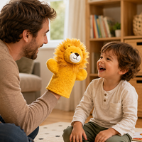 Jouets en peluche personnalisables en forme de lion, marionnettes et poupées pour le conte, jouets éducatifs rembourrés en coton PP