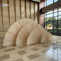LEDA Nouvelle Arche de Scène de Mariage Demi-Circulaire en Métal en Forme d'Éventail avec Rideau en Tissu et Drapé pour Fond de Scène