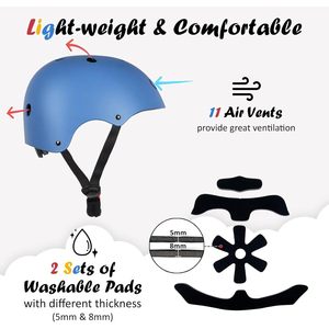 Casco da Bicicletta per Bambini Blu Piccolo Regolabile per Protezione Testa Multiuso - Product Image 5