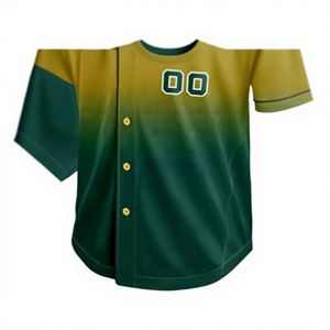 SPARKWELL Baseball Jersey Unisex Gradient Yellow Green Short <b>Sleeve</b> Button Front Letter Print Casual Spring 100% Polyester - Product Image 5