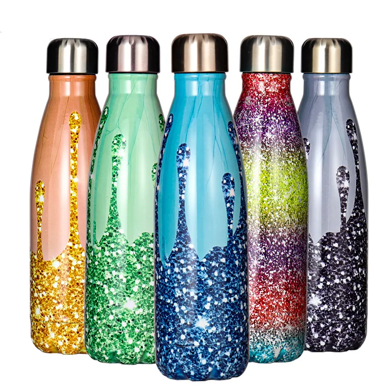 New vacuum cola bottle colorful 500ml insulated cola flask bottle 304 stainless steel double-layer insulated bottles