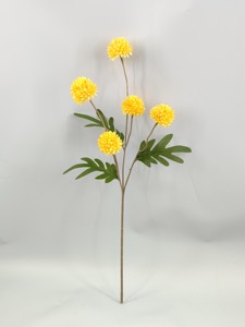 <span class=keywords><strong>Pompon</strong></span> artificiel réaliste <span class=keywords><strong>jaune</strong></span> fleurs fait à la main en PU pour la décoration intérieure et décorations de table sensation simulée - Product Image 4