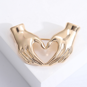 เข็มกลัดหัวใจสองมือรูปหัวใจเข็มกลัดท่าทางดั้งเดิมเครื่องประดับเสื้อสเวตเตอร์รูปหัวใจ - Product Image 4