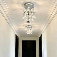 Lámpara de Techo Moderna de Lujo con Cristales en Forma de Flor, Lámpara Colgante Francesa para Pasillo, Tamaño Mediano, LED, Hierro, para Dormitorio o Corredor