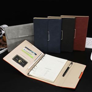 Custom A5 Three-fold Notebook Loose-<b>leaf</b> Binding Replaceable Inner Pages Journal Organizer Business Meeting Gift Notebook Binder - Product Image 3