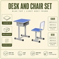 Ensemble de bureau et chaise d'école réglables en hauteur, ergonomiques, avec structure métallique, mobilier de classe pour l'école primaire