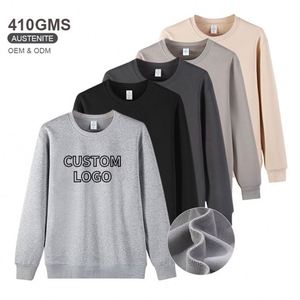 Sweat-shirt en coton pour homme, col rond, 410 GSM, poids lourd, unisexe, streetwear, décontracté, confortable, pull à col rond - Product Image 2