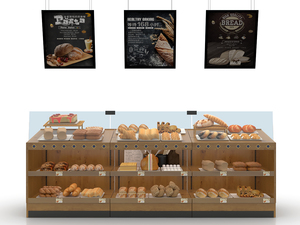 Modern Wooden Bakery Display Counter Luxury Bread Shop <b>Shelving</b> <b>Unit</b> with Glass Guards for Pastry and Cake - Product Image 3