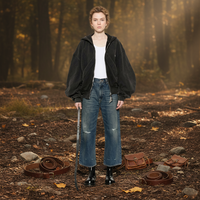 Jeans en denim déchiré multi-lavage sur mesure pour femmes, coupe large et droite, livraison rapide, jeans personnalisés pour femmes