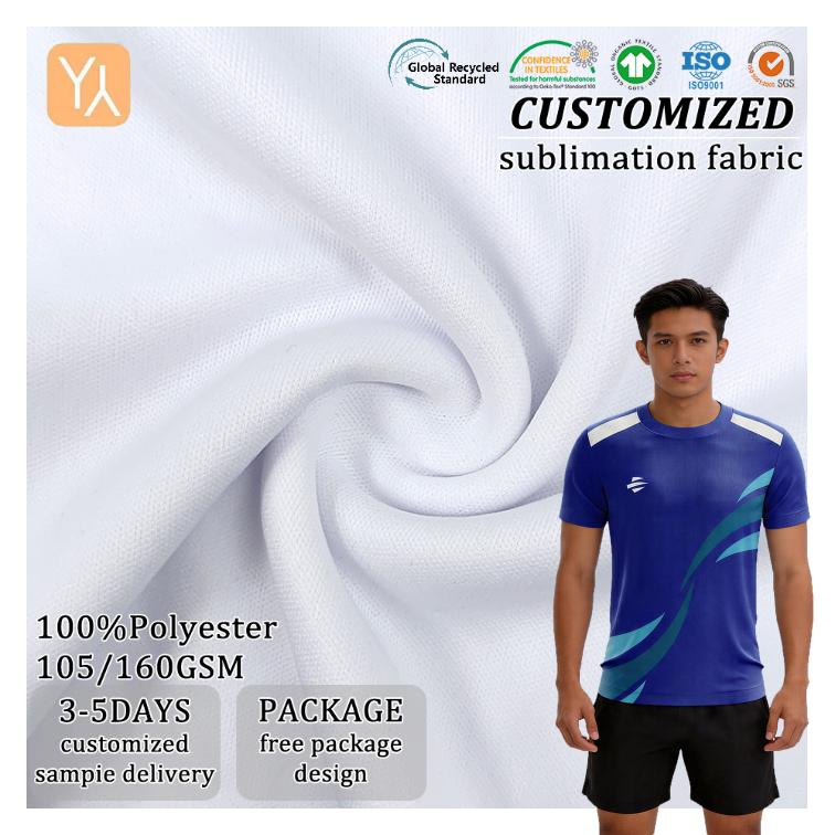 Quick Dry Stretch Memory Sublimation Polyester Interlock Knitted Fabric 105GSM for Girls Football Jersey