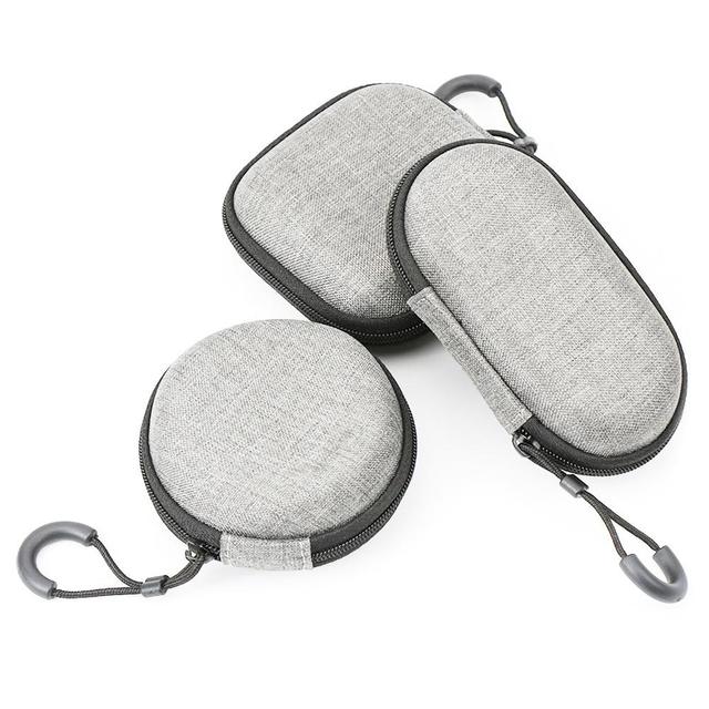 GlobalCrown Portable Mini Round Oval Shape Zipper Storage Pouch Earphone Bag
