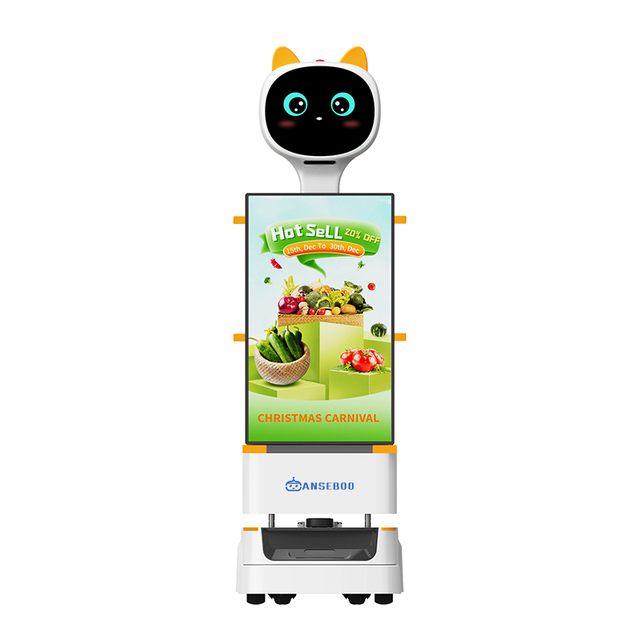 27 Inch Advertising Robot Customization Route Marketing Mobile Robot Advertising Display Screen for Supermarket