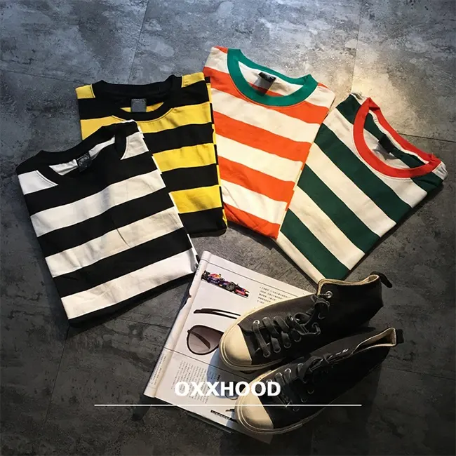 RUYI Wholesale unisex stripe tshirt custom striped t shirt for men striped t-shirt