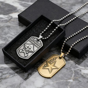 OEM double face en métal chien étiquette d'identification personnalisée gravée au laser nom plaque forces armées recruter collier mâle bijoux cadeaux USA pendentif - Product Image 6