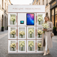 Distributeur Automatique de Fleurs Transparent de Luxe avec Système de Paiement Intégré pour Boutiques de Cadeaux Haut de Gamme