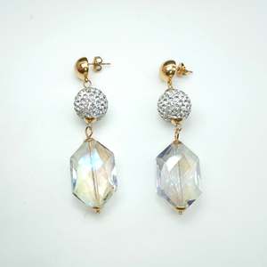 Fashion Drop <b>Earrings</b> PVD <b>Gold</b> Plated 316L Stainless Steel Crystal Bead <b>Dangle</b> <b>Earrings</b> - Product Image 1