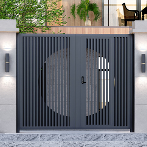 Porte double en fer forgé en alliage d'aluminium, design moderne, <span class=keywords><strong>portail</strong></span> de cour <span class=keywords><strong>pour</strong></span> villa, jardin, maison auto-construite rurale - Chine - Product Image 3