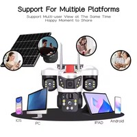 Caméra de Sécurité Solaire V380 PRO à Trois Objectifs WiFi IP 4G Sim HD Extérieure Étanche avec Interphone Bidirectionnel et Vision Nocturne en Couleur