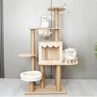 Tour pour chat en bois Ustovian, grand arbre à chat avec niche confortable, griffoir multi-étages, mobilier pour animaux de compagnie pour chats d'intérieur