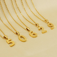 Elegante Collar con Colgante de Número Angelical de la 0 a la 9 para Mujer, Chapado en Oro de 18K con PVD Antideslustre, Acero Inoxidable 316L