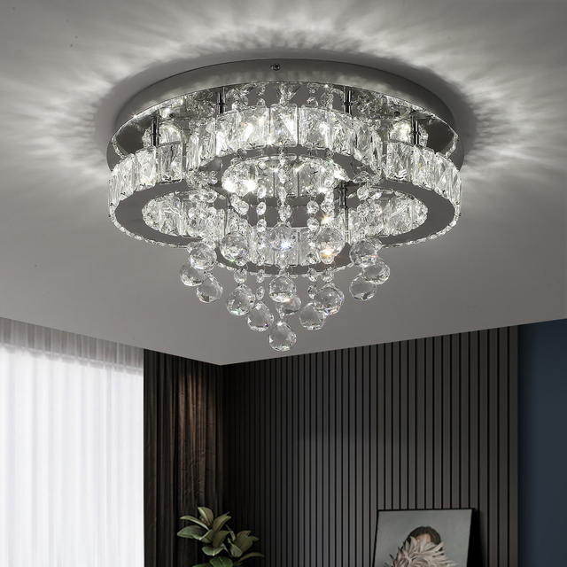 Dimming 25W Led Crystal Ceiling Lighting for Door Enterence Hallway Bedroom Modern Chandelier With Remote Control