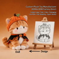 Jouets en peluche chat orange mignons pour Halloween, vente en gros, animaux en peluche personnalisés, chat en peluche avec chapeau citrouille