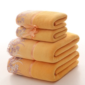 Serviette de bain en microfibre à bordure en dentelle florale, cadeau pour <span class=keywords><strong>les</strong></span> supermarchés, protection du travail, 35x75cm - Product Image 3