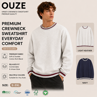 Sweat-shirt rayé pour homme 320 g/m² style vintage américain, coupe oversize streetwear, manches contrastantes color block, logo personnalisé, pull preppy