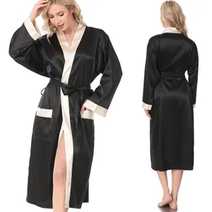 Factory supplier wholesale long satin robe sexy girl silk robes luxury women sleeping dress